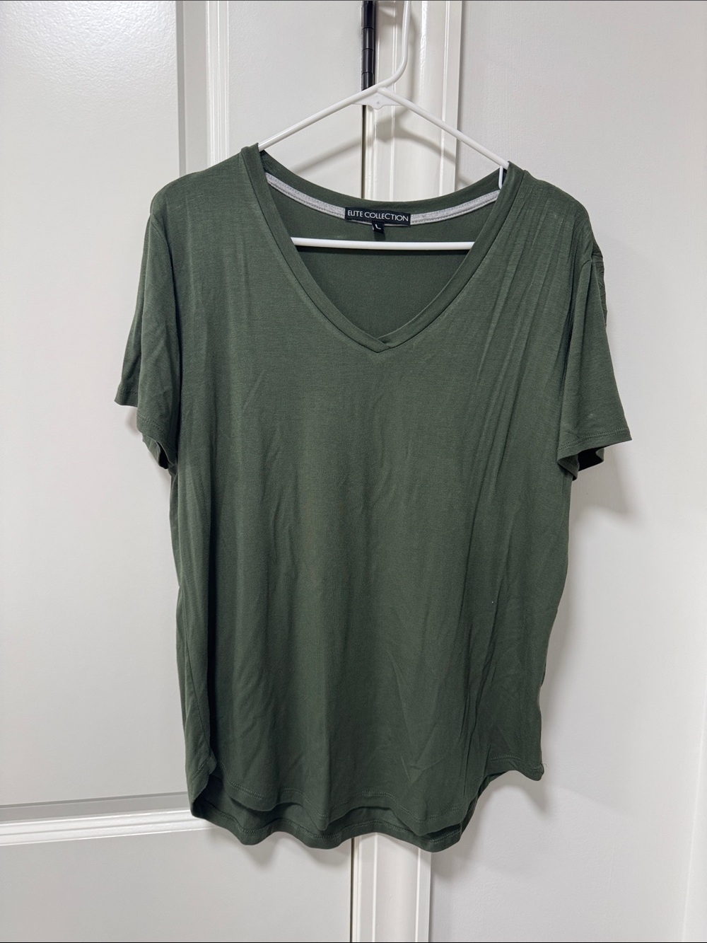 Olive Green V-Neck Women's Top